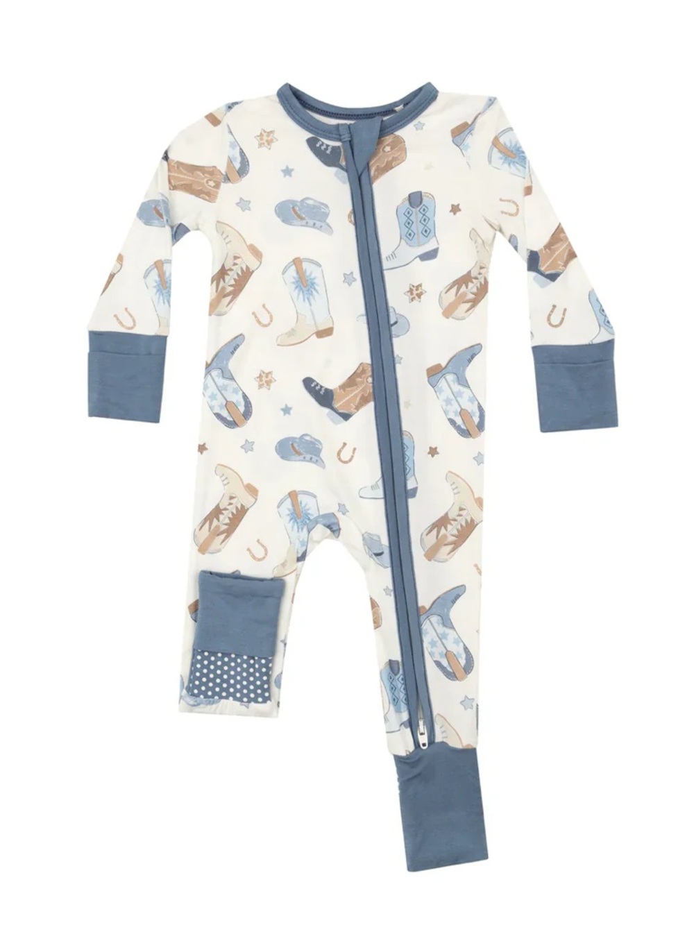 Angel Dear Cowboy Boots Blue Convertible Romper